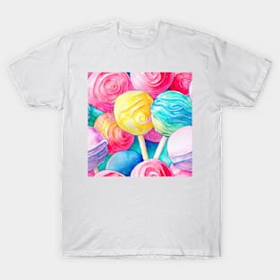 Watercolor lollipop pattern T-Shirt